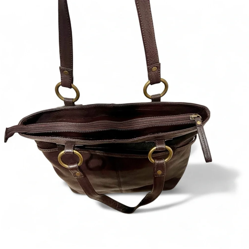 Hobo International Brown Leather Purse tote bag with brass hardware - Picture 4 of 13